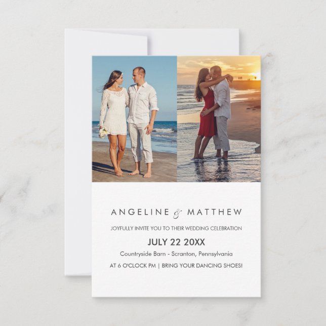 Guión moderno Dos Invitación a la Boda Fotográfica (Anverso)