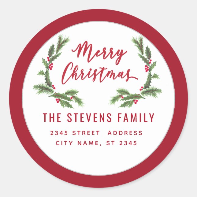 Guión moderno Etiqueta roja Feliz Navidad (Anverso)