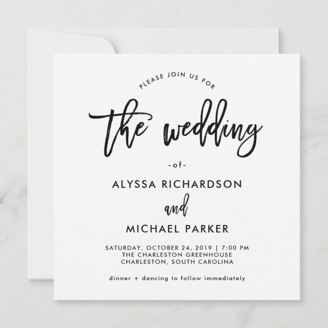 Guión moderno | Invitación a la boda (Anverso)
