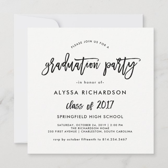 Guión moderno | Invitación a la fiesta de graduaci (Anverso)