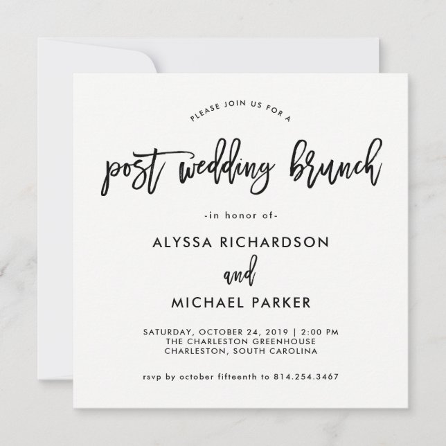 Guión moderno | Invitación a post Boda Brunch (Anverso)