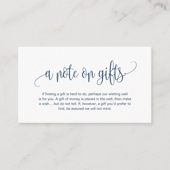 Guión moderno, Navy Blue, Una nota sobre regalos (Anverso)