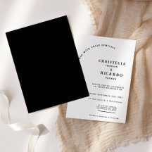 Guión moderno negro, invitación minimalista a la b