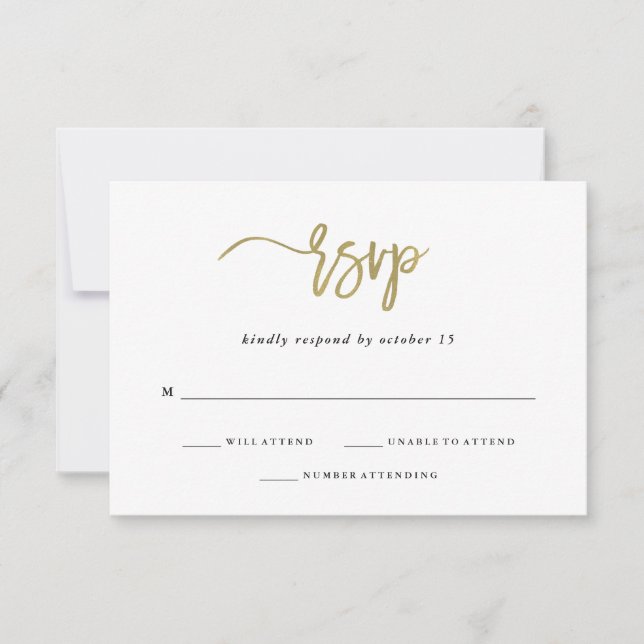 Guión moderno | Respuesta de Boda de Faux Gold (Anverso)