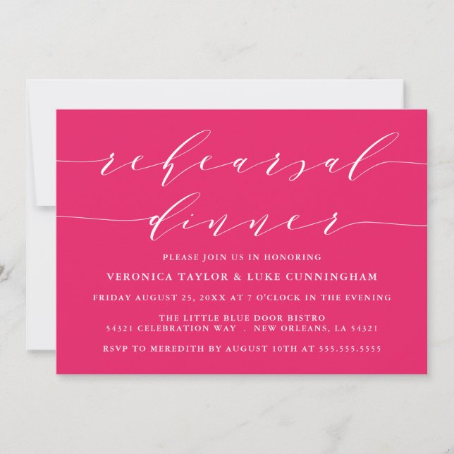 GUION MODERNO SIMPLE | INVITACIÓN A CENA DE ENSAYO (Anverso)