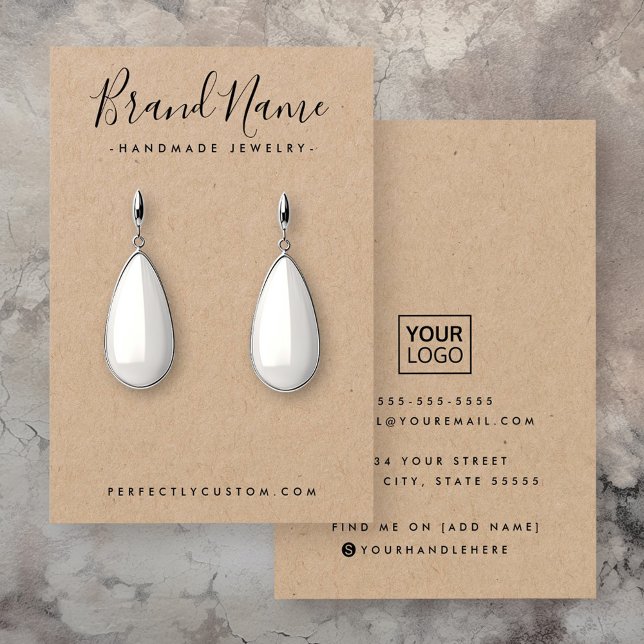 Guión moderno Tarjeta de visualización de grabació (Modern script Kraft paper earring display card)