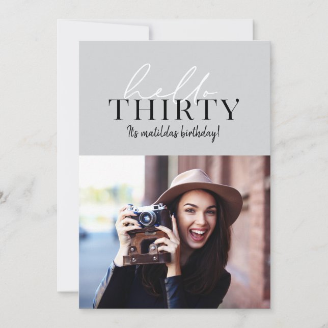 Guión moderno y foto geométrica de 30 años (Anverso)