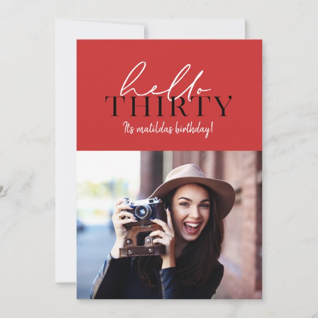 Guión moderno y foto geométrica de 30 años (Anverso)