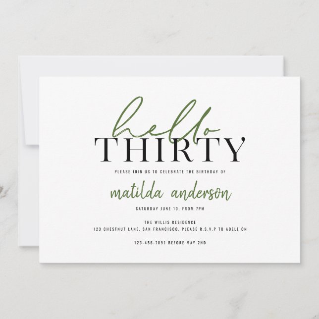 Guión moderno y geométrico trigésimo cumpleaños (Anverso)