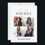 Guión moderno y multifoto geométrica de 40 años<br><div class="desc">Guión moderno y invitación geométrica para fotos de 40 años. Se puede cambiar el color del patrón de retroceso geométrico.</div>