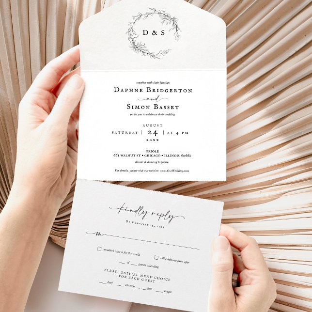 Guión monograma ELLE todo en una invitación de mat (Subido por el creador)