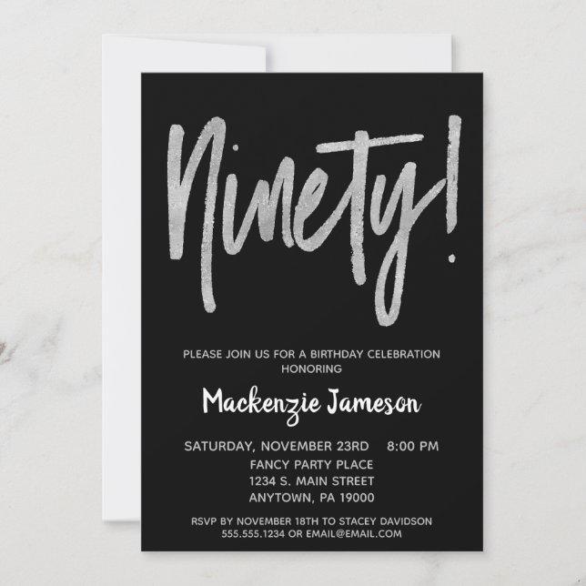 Guión negro plateado 90.ª invitación a la fiesta d (Anverso)