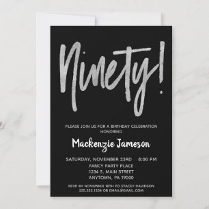 Guión negro plateado 90.ª invitación a la fiesta d