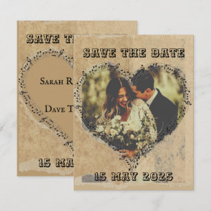 Guión Retro Rústico con marco de corazón de notas 