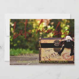 Guión rojo Purpurina Bah Humbug Tarjeta fotográfic