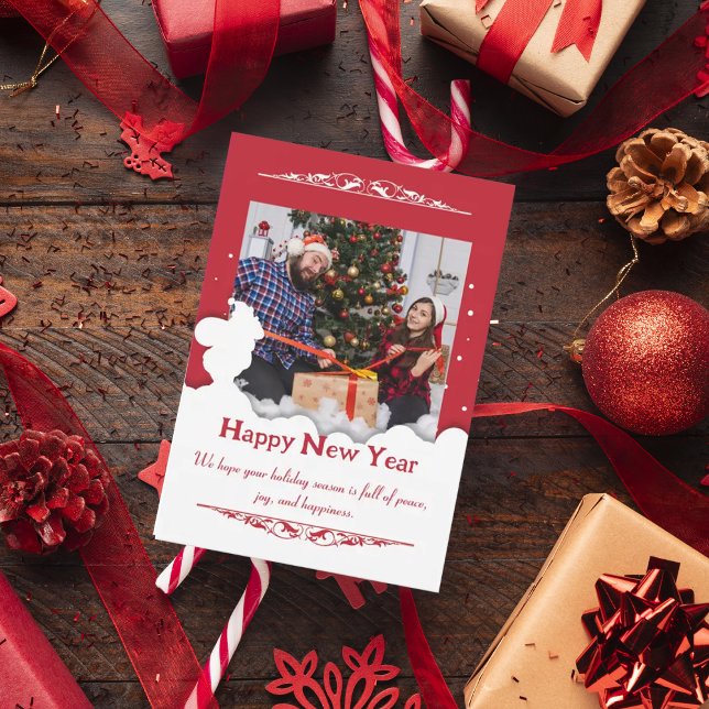 Guión rojo un Navidad fotográfico, tarjeta de Navi (Subido por el creador)