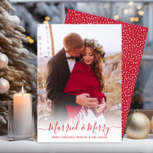 Guión rojo Una foto casada y Feliz Navidad