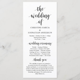 Guión rústico moderno, programa de ceremonias Boda