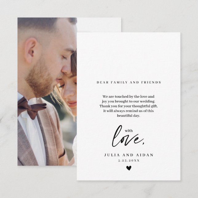 Guión simple de agradecimiento de boda mensaje mod (Anverso / Reverso)