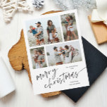Guión simple de Collage de fotos Merry Christmas M<br><div class="desc">Simple 4 Collage de fotos Script Merry Christmas Holiday Magnetic Card. Haga clic en el botón de edición para personalizar con sus fotos y texto.</div>