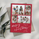 Guión simple de Collage de fotos Merry Christmas M<br><div class="desc">Simple 4 Collage de fotos Script Merry Christmas Holiday Magnetic Card. Haga clic en el botón de edición para personalizar con sus fotos y texto.</div>