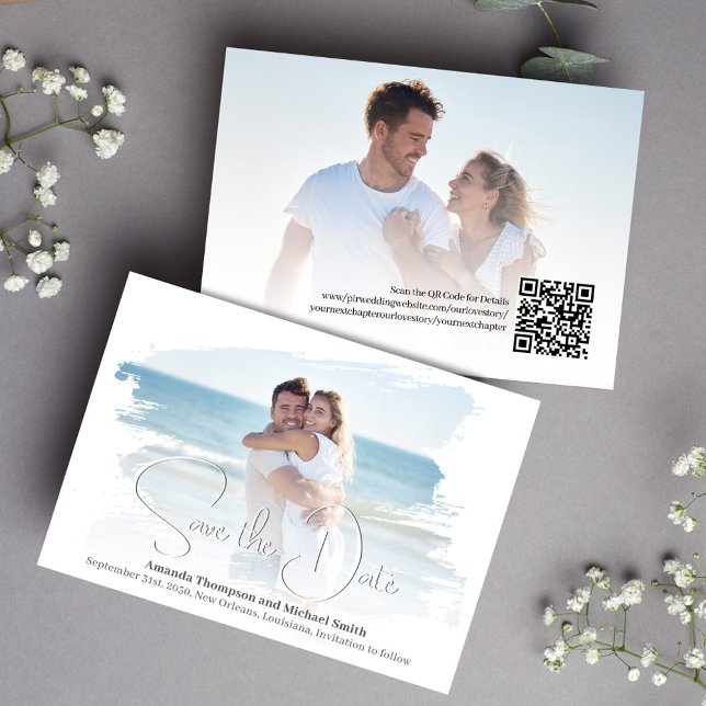 Guión Simple de Foto para Anuncio de Fecha de Boda (Wedding save the date photo card template.)