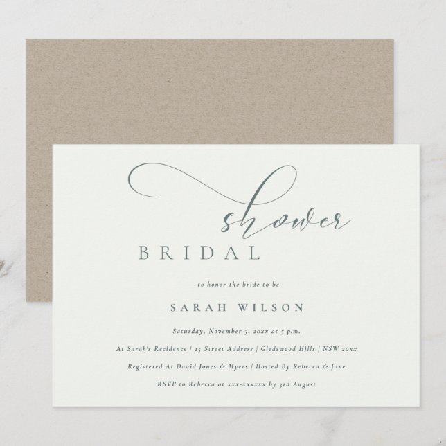 Guión simple Invitación a ducha de novia blanca ne (Anverso / Reverso)