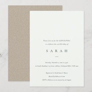 Guión simple Invitación a la Quinceañera Blanco Ne