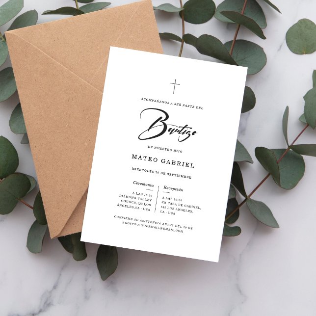 Guión simple Invitación española para bautizo (Subido por el creador)