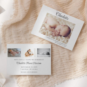 Guión simple Nombre del bebé Foto Anuncio de nacim