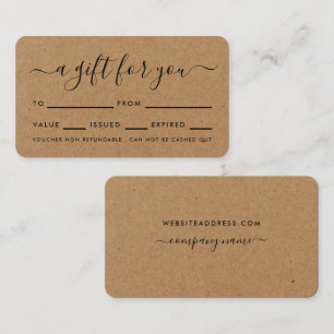 Guión simple - Tarjetas de regalo de Kraft rústico