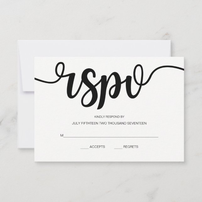 Guión simple y elegante | Tarjetas RSVP de boda mo (Anverso)