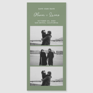 Guión Verde Salvia Tira de Fotos Magnéticas Boda