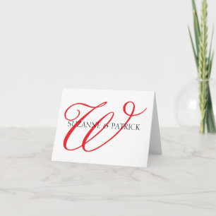Guión W Monograma Notecard (Rojo / Negro)