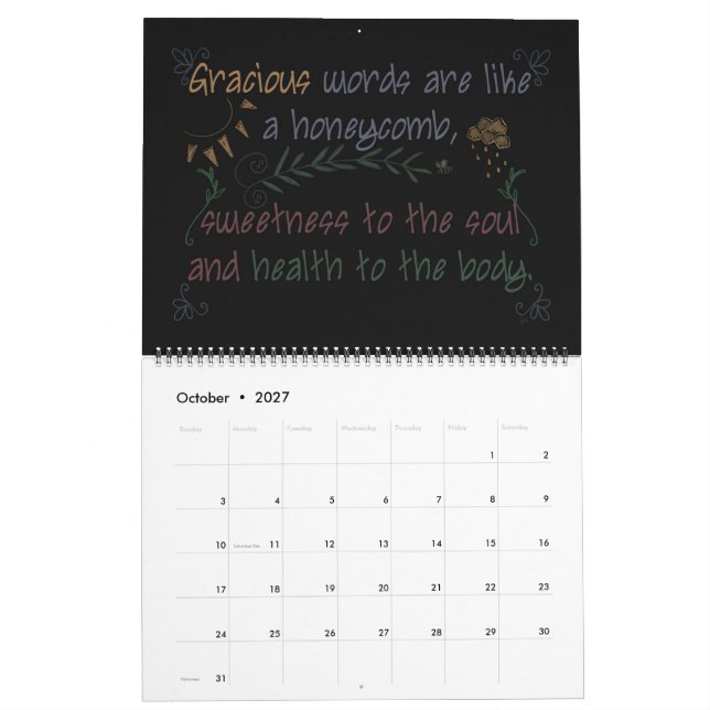 Guiones de pizarra calendario mensual de 2024 (Oct 2027)