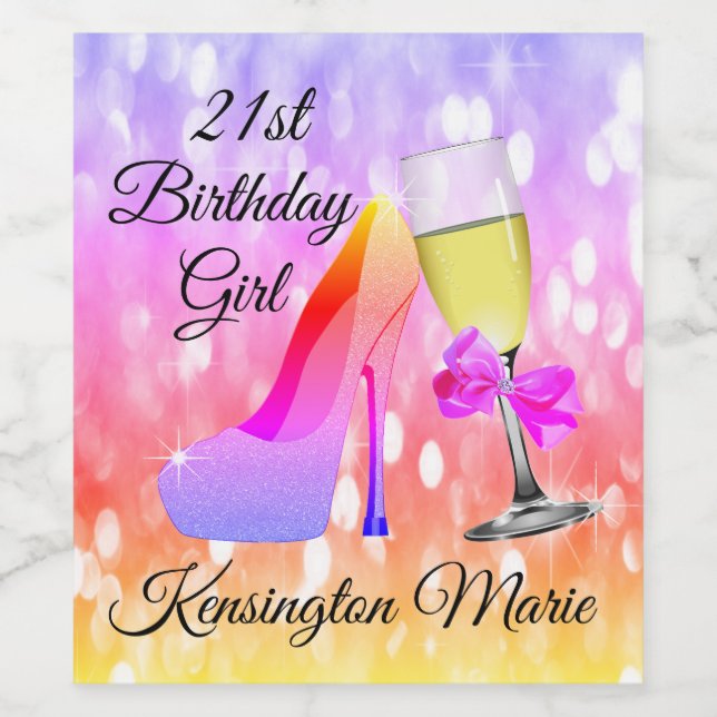 Guirnalda arcoiris 21ª etiqueta de vino espumoso d (Etiqueta única)