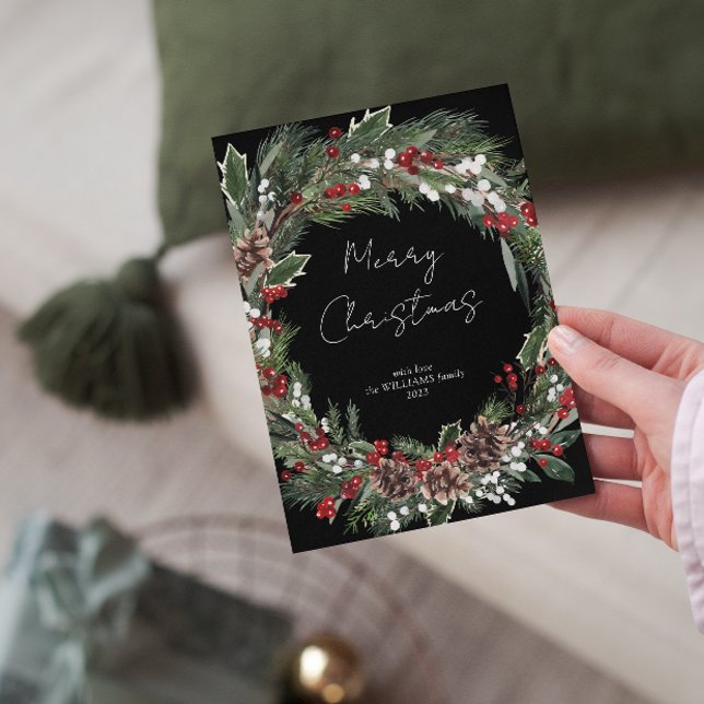 Guirnalda botánica moderna de Navidad roja con bay (Spread a smile this Christmas and don't forget to send your loved ones a special card 🎄)