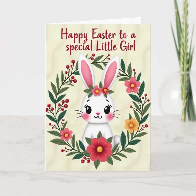 Guirnalda de conejito lindo tarjeta de primavera (Anverso)