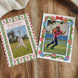 Guirnalda de fútbol de Navidad en acuarela Foto