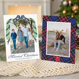 Guirnalda de lazo de cuadros de Navidad en acuarel