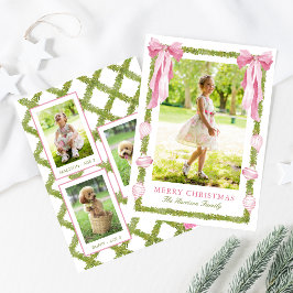 Guirnalda de lazo rosa acuarela Navidad Foto
