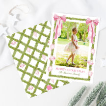 Guirnalda de lazo rosa acuarela Navidad Foto