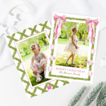 Guirnalda de lazo rosa acuarela Navidad Foto