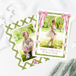 Guirnalda de lazo rosa acuarela Navidad Foto