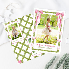 Guirnalda de lazo rosa acuarela Navidad Foto