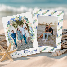 Guirnalda de Navidad Costera en Acuarela Foto