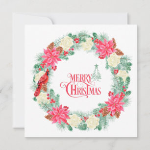 Guirnalda de Navidad de Poinsettia en acuarela