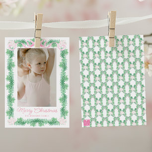 Guirnalda de Navidad en acuarela rosa y verde Foto