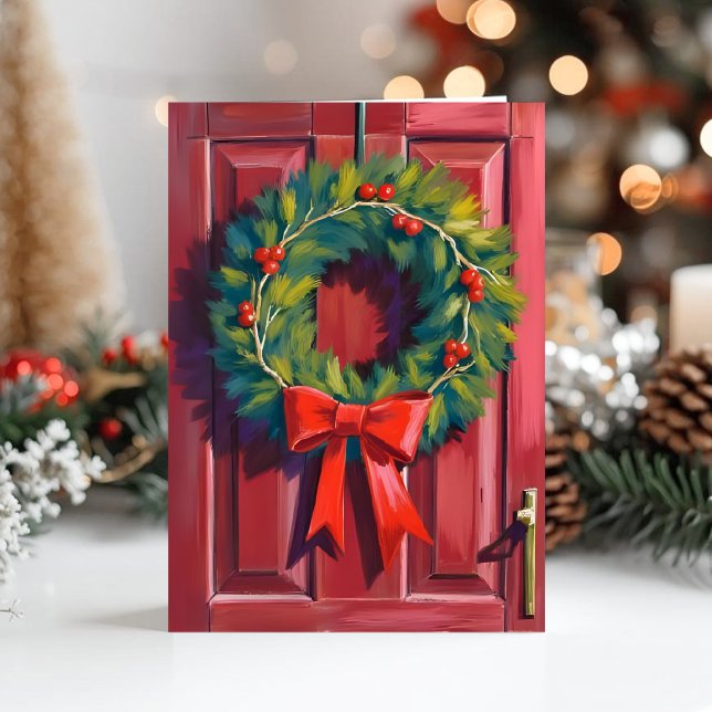 Guirnalda de Navidad Puerta Roja Acuarela (Subido por el creador)