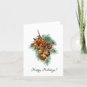 Guirnalda de piñas de pino de Navidad Arte acuarel